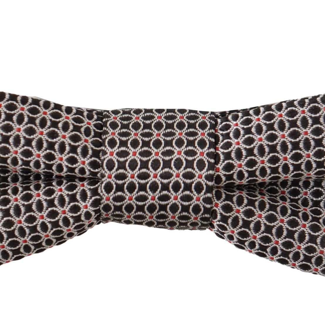 Dolce & Gabbana Black White Flower Pattern Silk Neck Papillon Tie