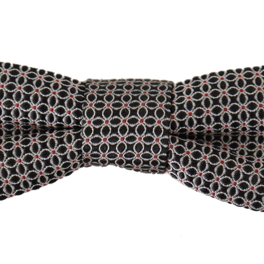 Dolce & Gabbana Black White Flower Pattern Silk Neck Papillon Tie