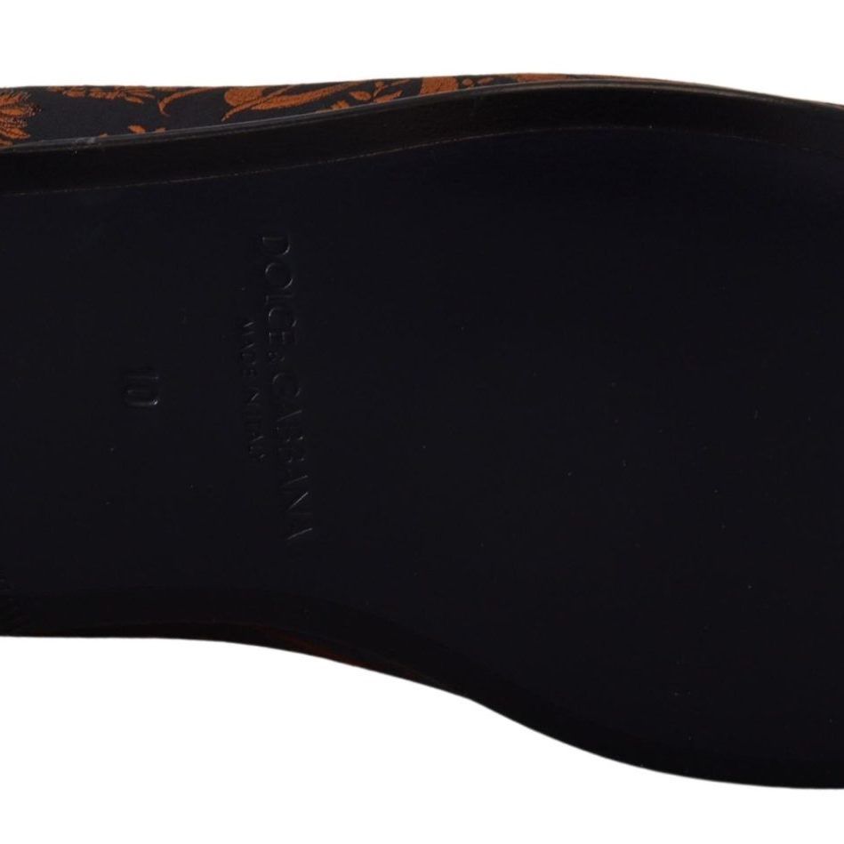 Dolce & Gabbana Blue Rust Floral Slippers Loafers Shoes