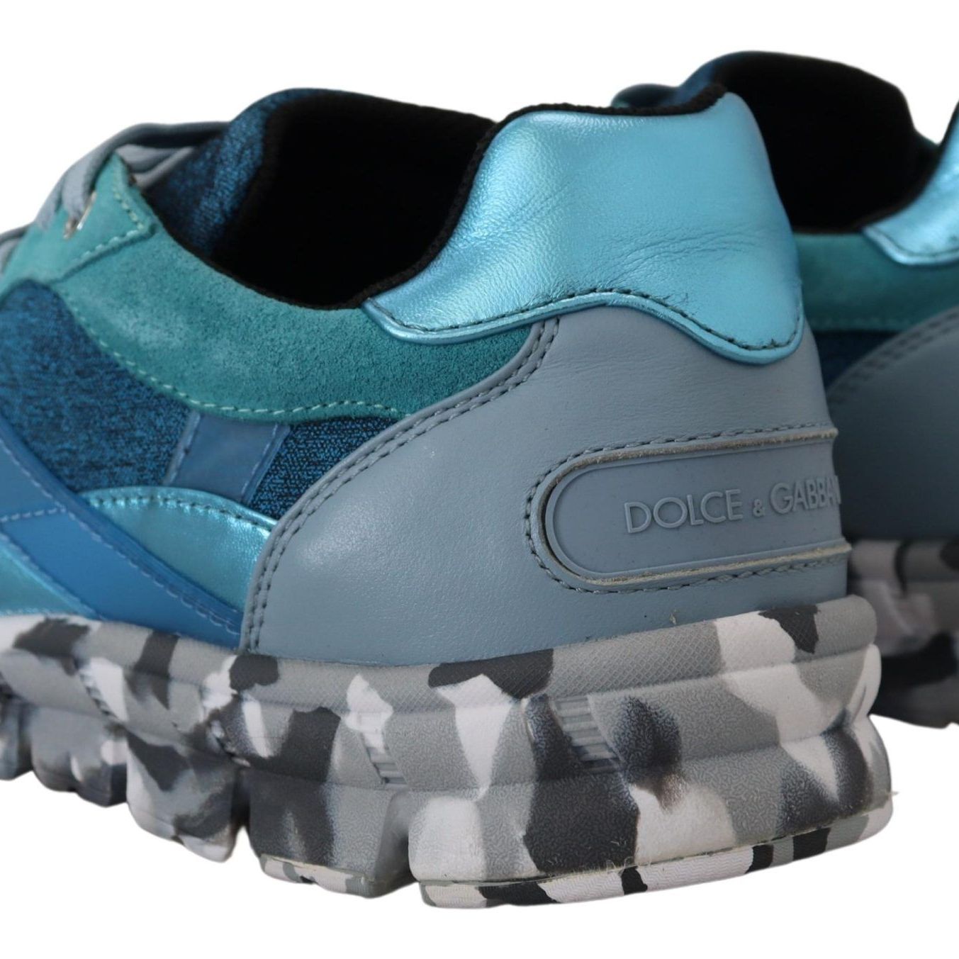 Dolce & Gabbana Blue Gray Leather Sport Low Top Sneakers