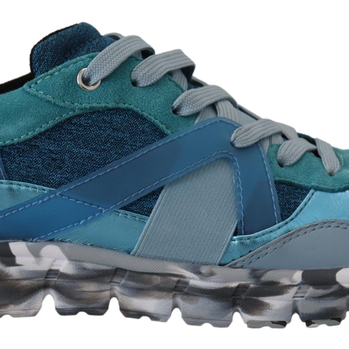 Dolce & Gabbana Blue Gray Leather Sport Low Top Sneakers
