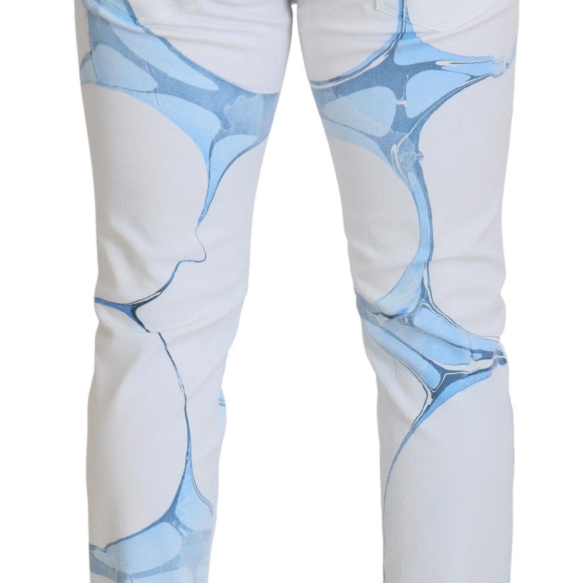 Dolce & Gabbana White Blue Denim Cotton Jeans Stretch Skinny Fit Pant
