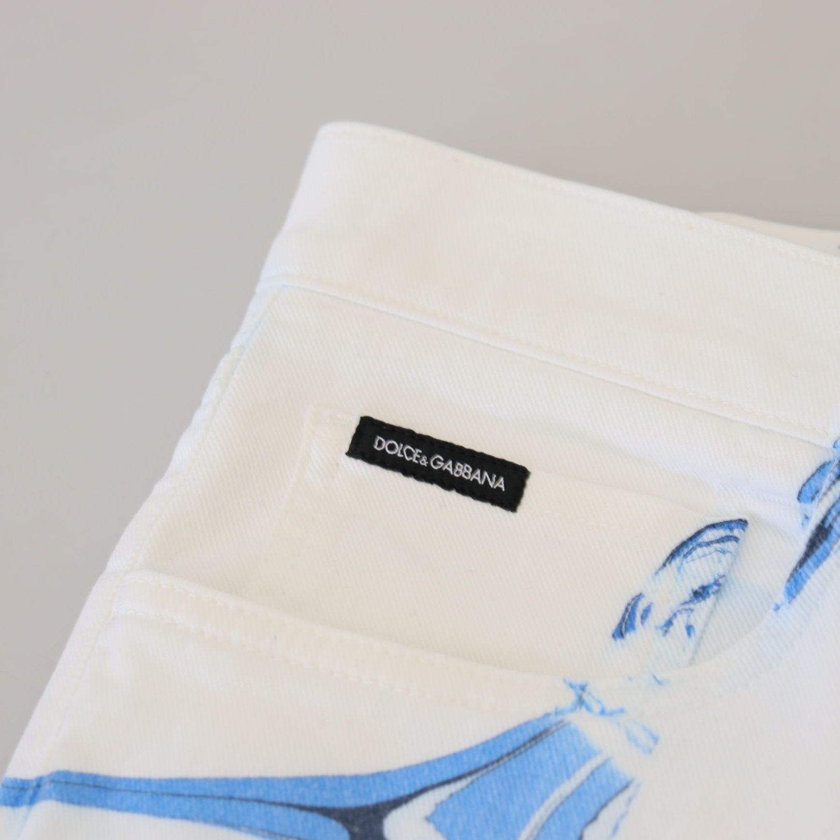 Dolce & Gabbana White Blue Denim Cotton Jeans Stretch Skinny Fit Pant