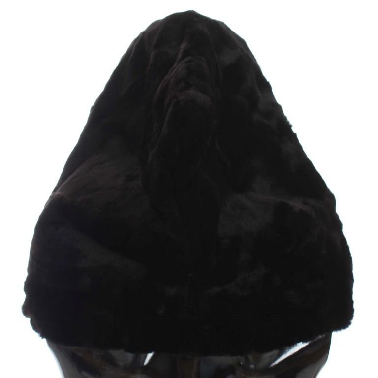 Dolce & Gabbana Black Weasel Fur Crochet Hood Scarf Hat