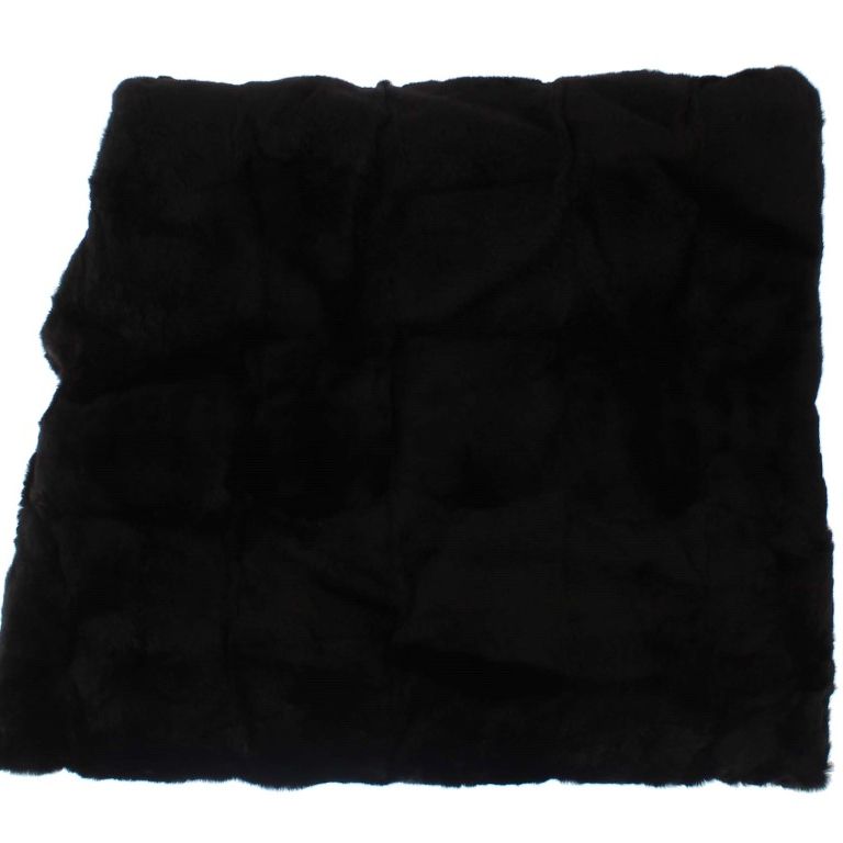 Dolce & Gabbana Black Weasel Fur Crochet Hood Scarf Hat
