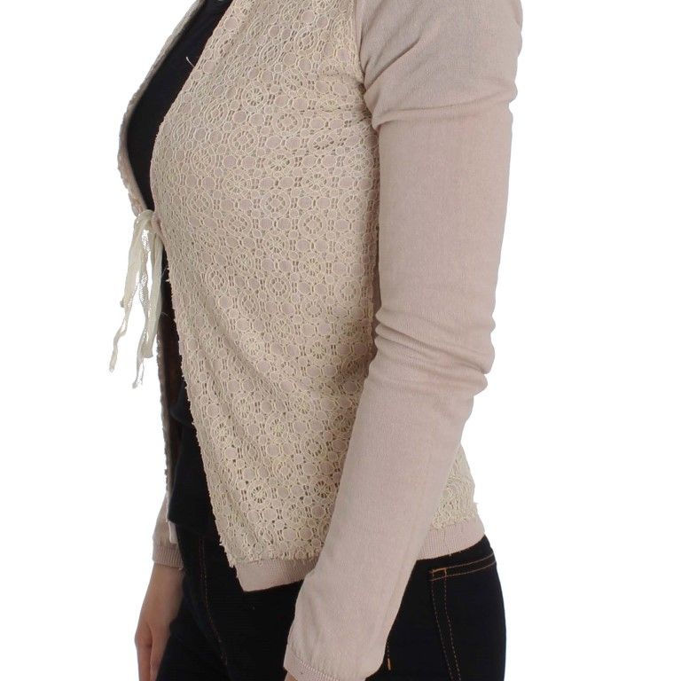 PINK MEMORIES Pink Floral Lace Wrap Sweater