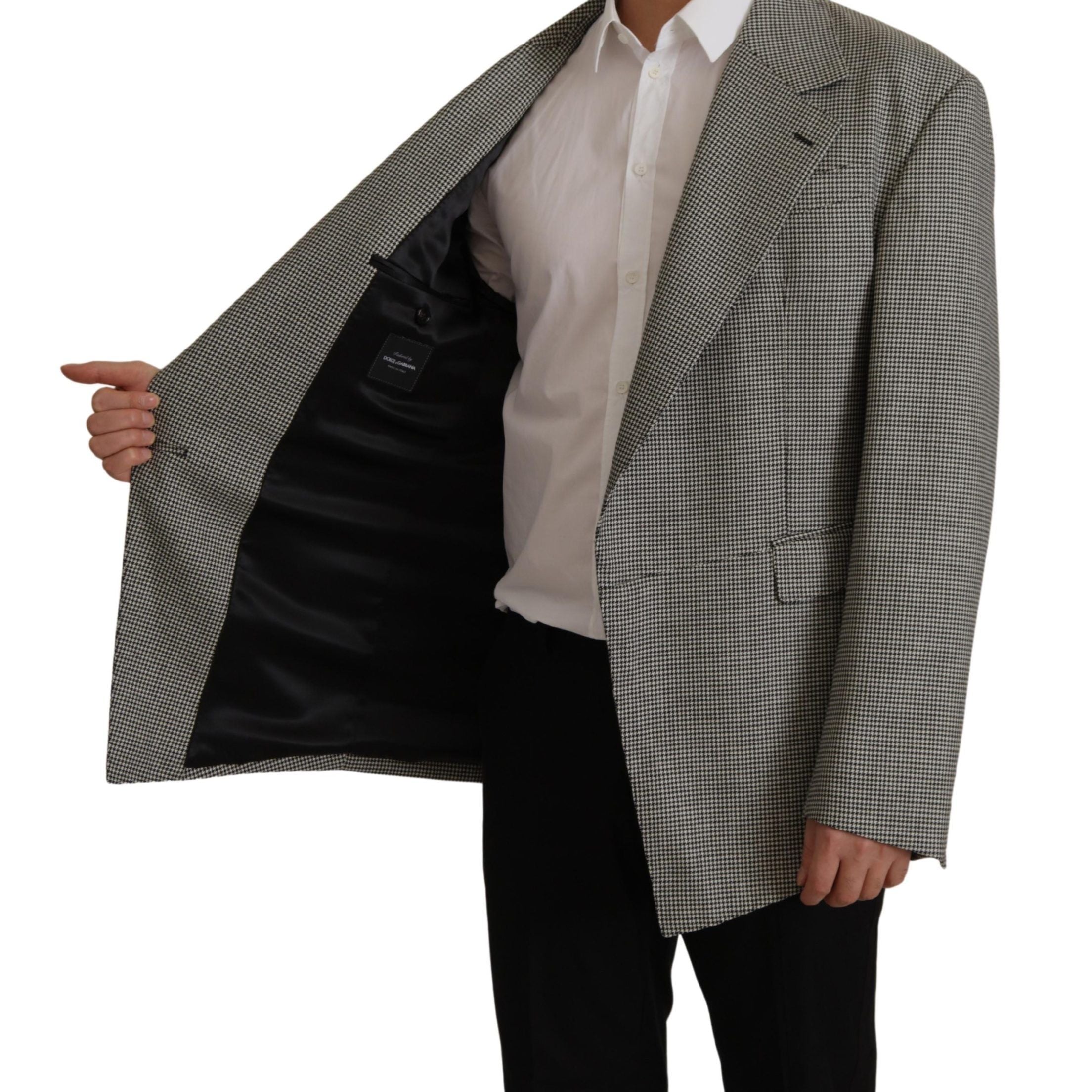 Dolce & Gabbana Gray Checkered Single Breasted Jacket Blazer