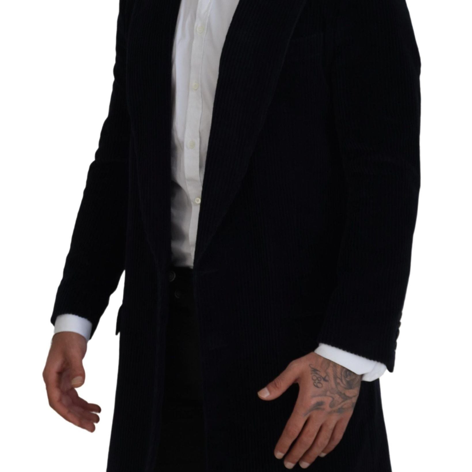 Dolce & Gabbana Black Cotton Cardigan Long Coat Men Jacket