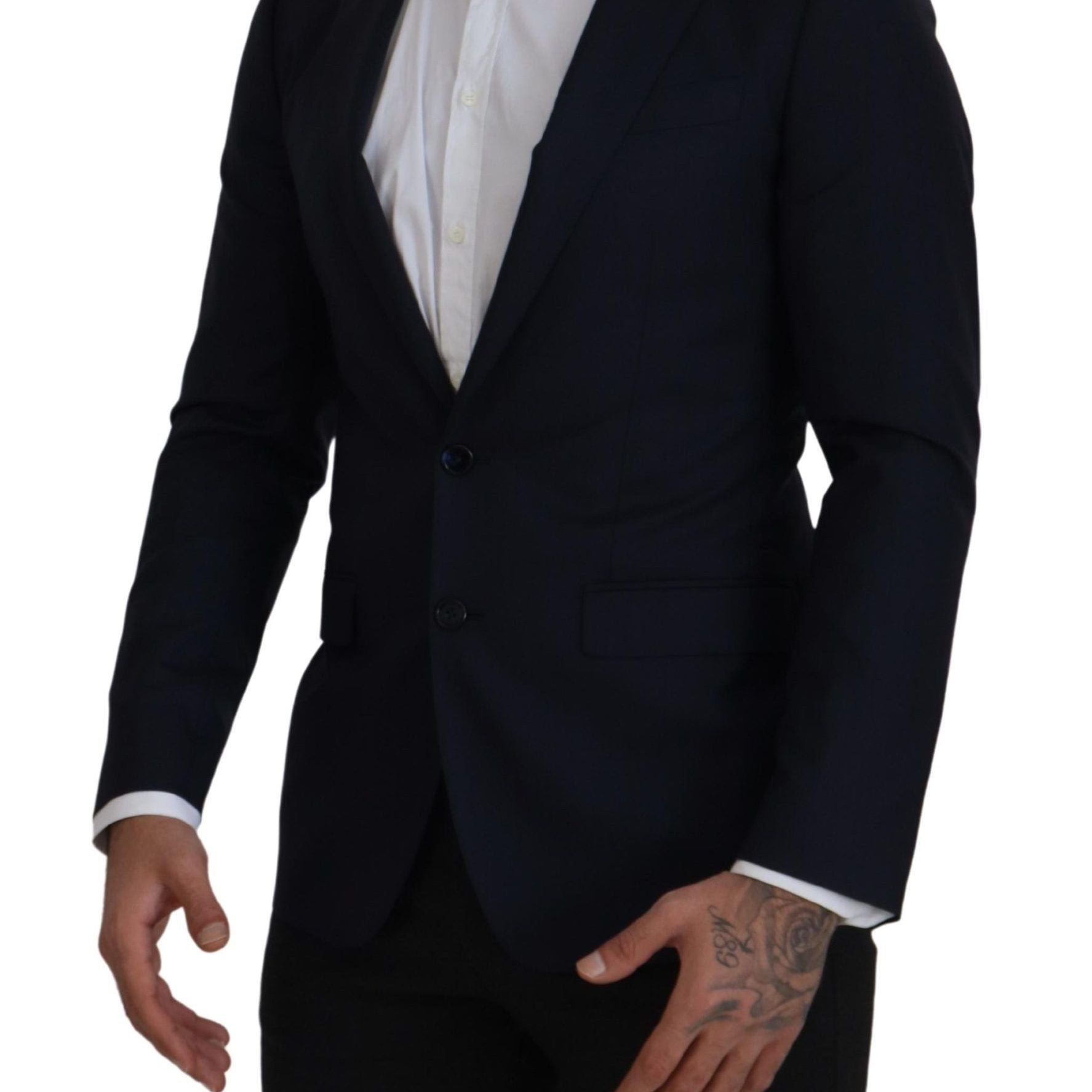 Dolce & Gabbana Blue Wool Single Breasted Coat Blazer