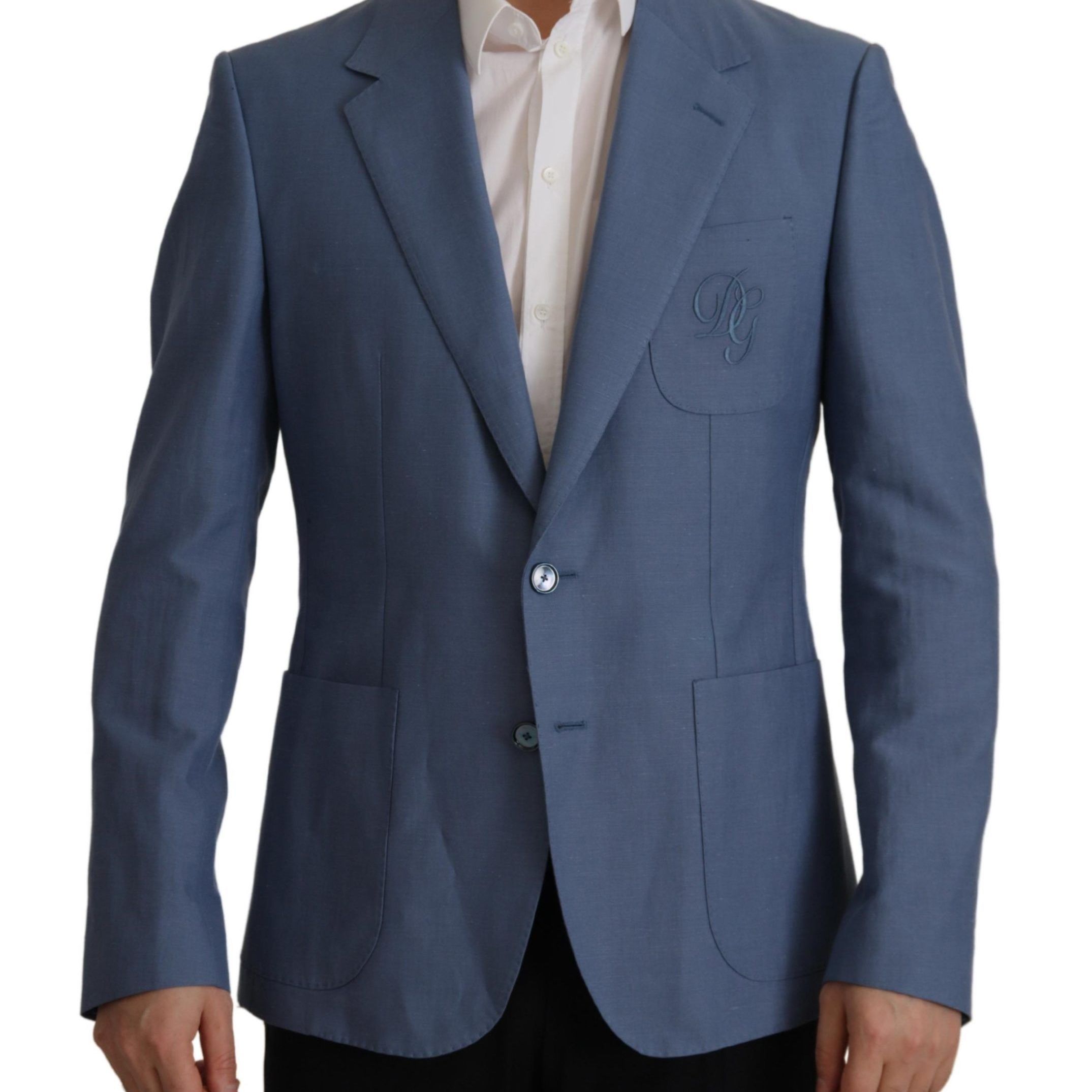 Dolce & Gabbana Blue Single Breasted Logo Blazer Jacket