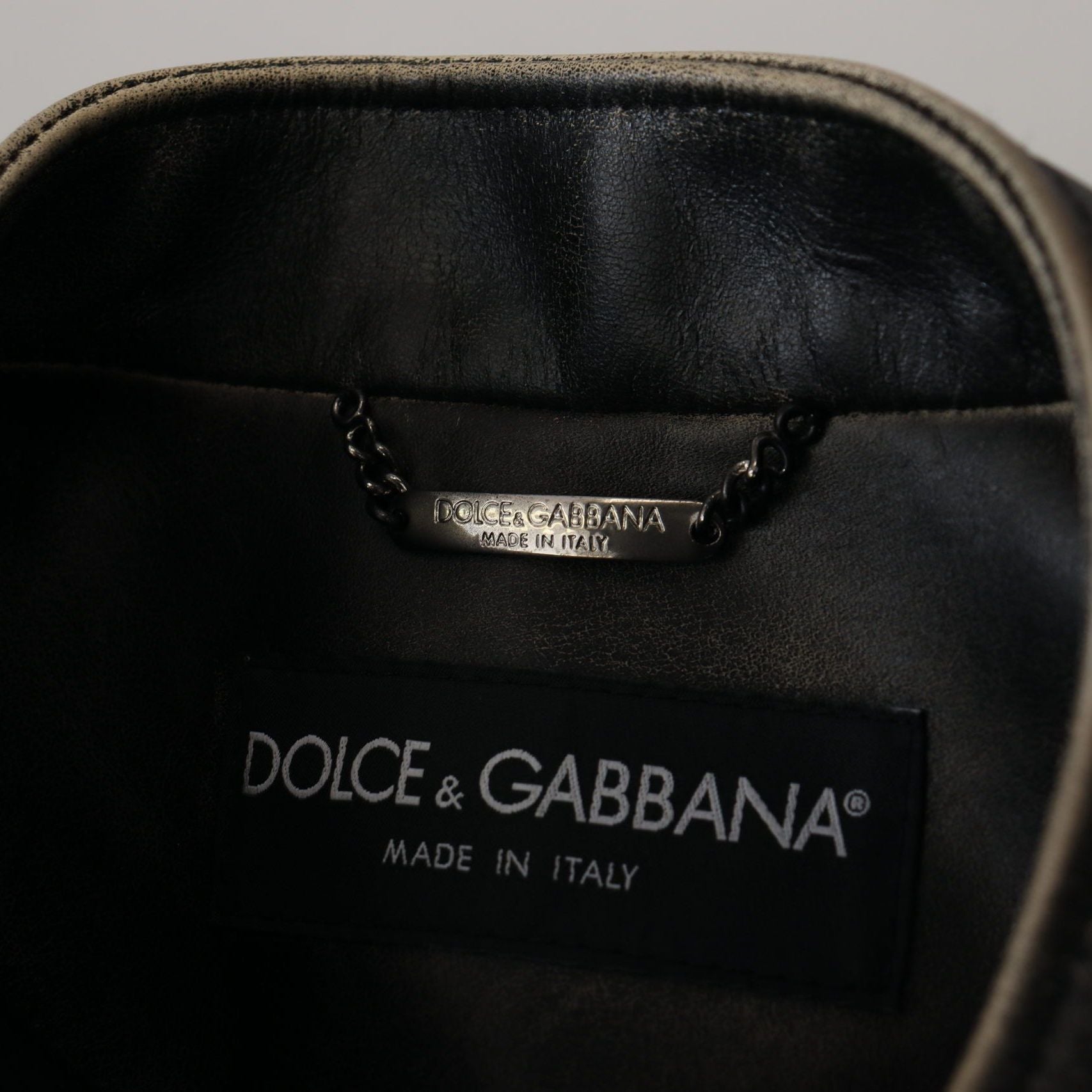 Dolce & Gabbana Black Leather Zipper Biker Coat Jacket
