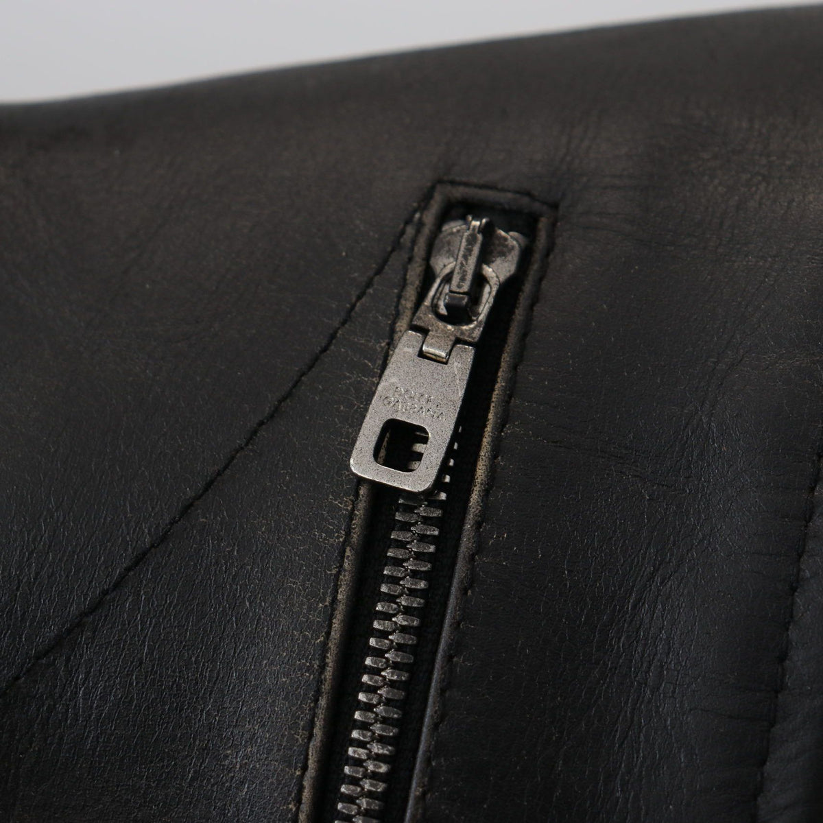Dolce & Gabbana Black Leather Zipper Biker Coat Jacket