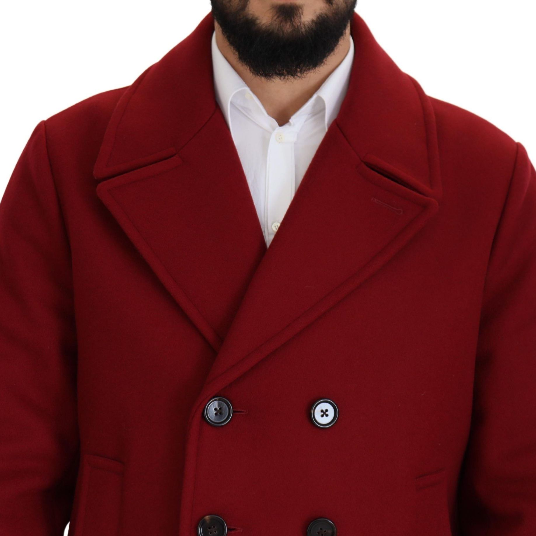 Dolce & Gabbana Red Wool Double Breasted Coat Jacket
