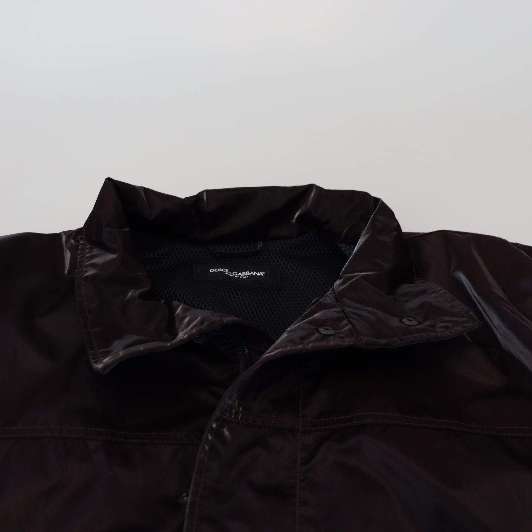 Dolce & Gabbana Bordeaux Nylon Collared Men Coat Jacket