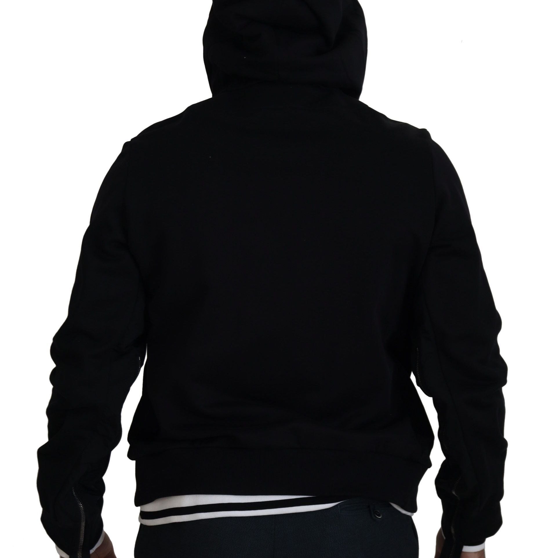 Dolce & Gabbana Black Polyester Hooded Full Zip Jacket