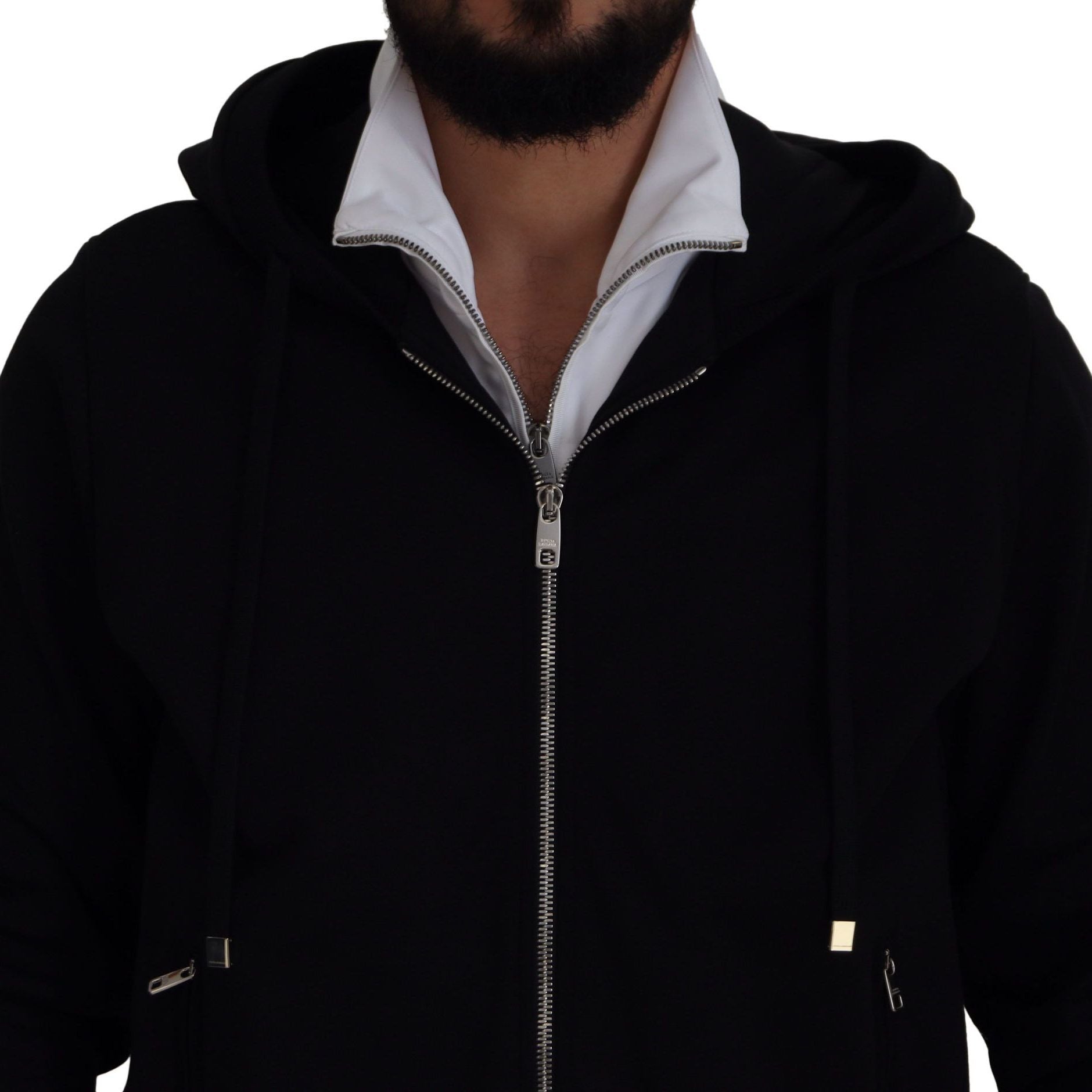 Dolce & Gabbana Black Polyester Hooded Full Zip Jacket