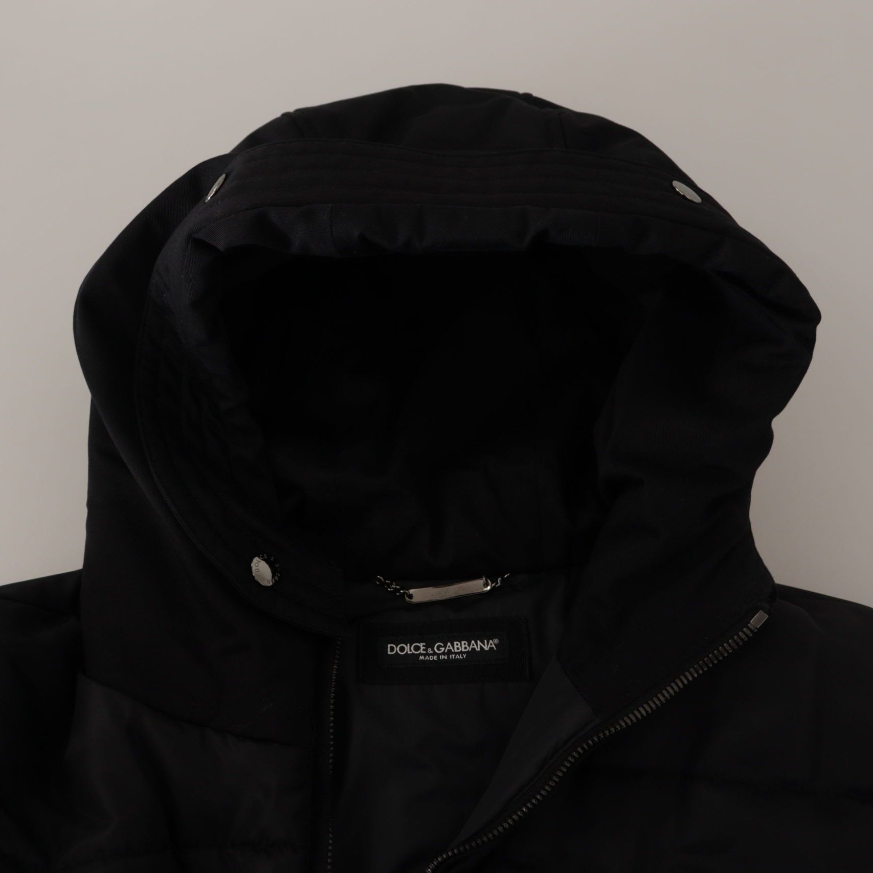 Dolce & Gabbana Black Nylon Hooded Parka Coat Winter Jacket