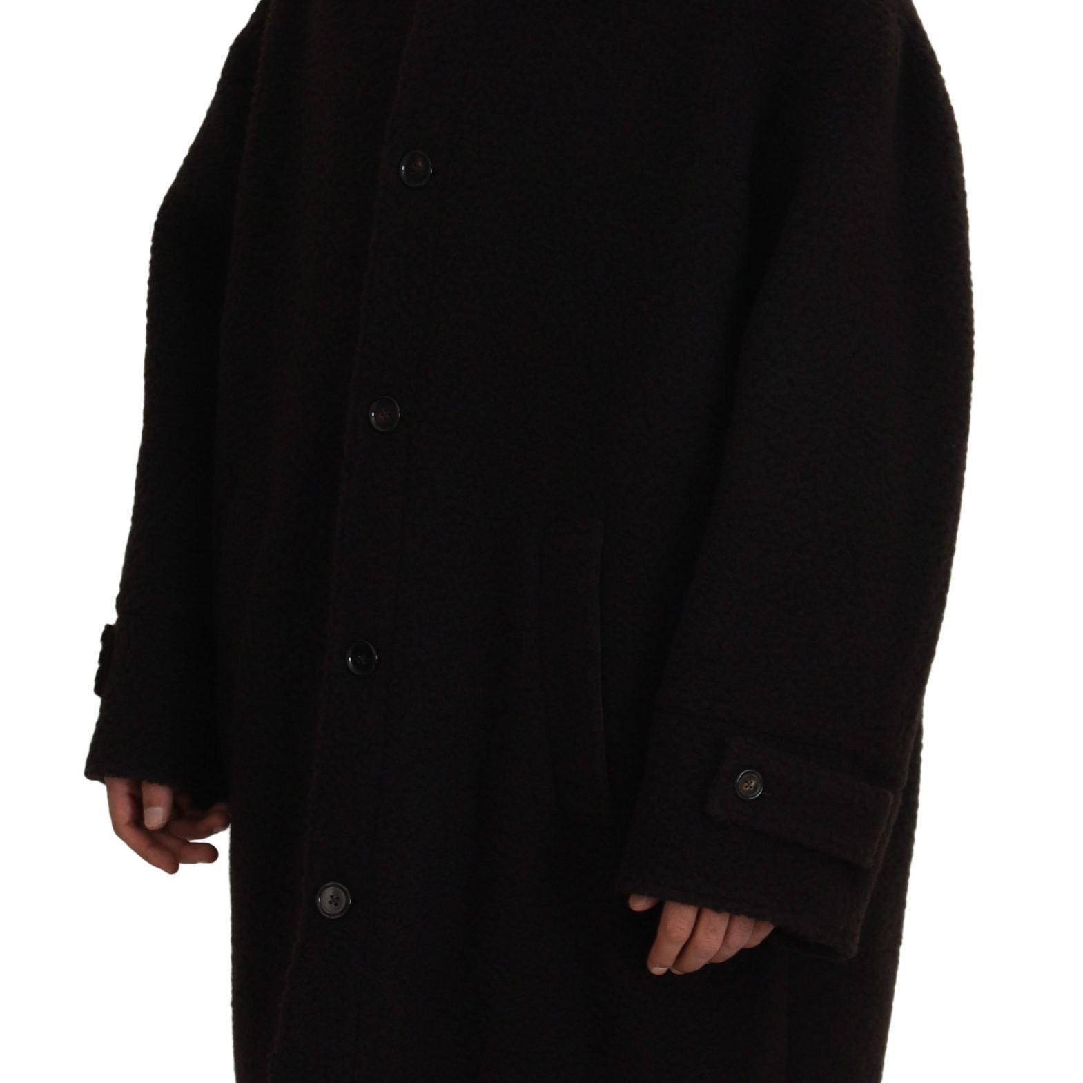 Dolce & Gabbana Black Alpaca Button Down Trench Coat Jacket
