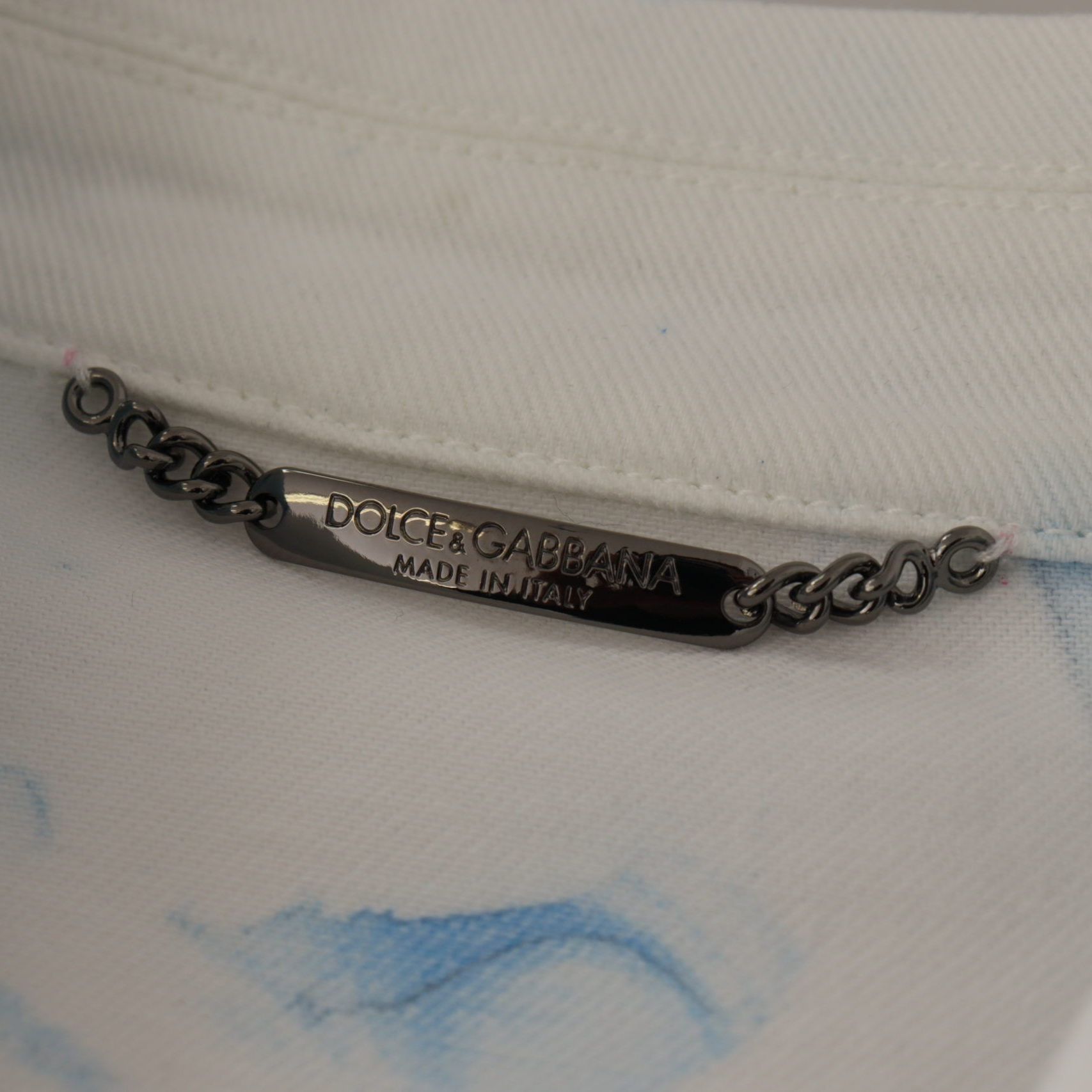 Dolce & Gabbana White Cotton Logo Embroidery Denim Jacket