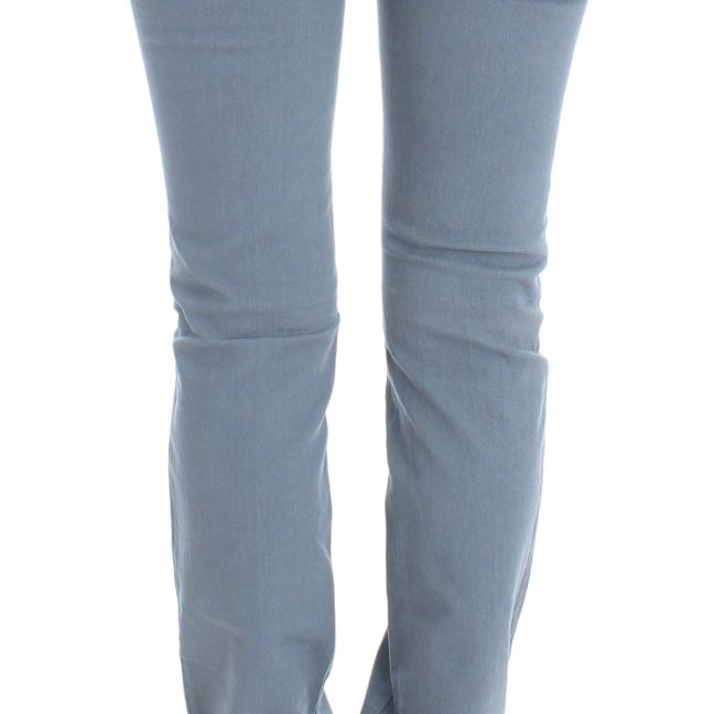 Ermanno Scervino Blue Cotton Blend Slim Fit Bootcut Jeans