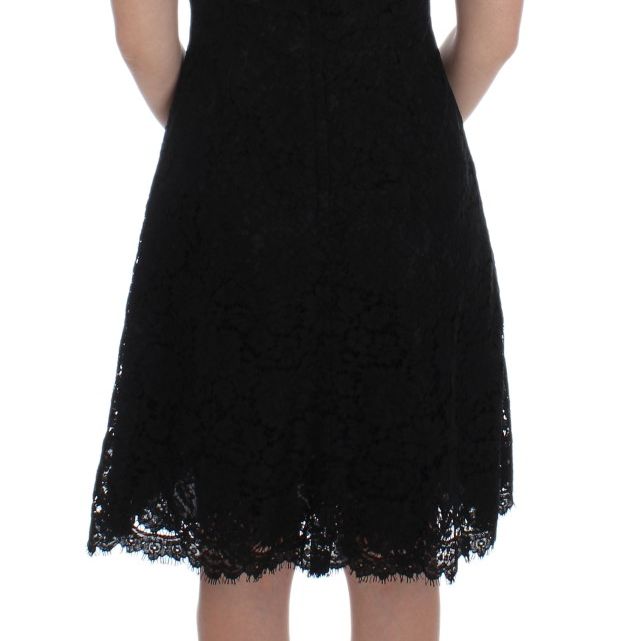 Dolce & Gabbana Black Floral Lace Shift Knee Length Dress