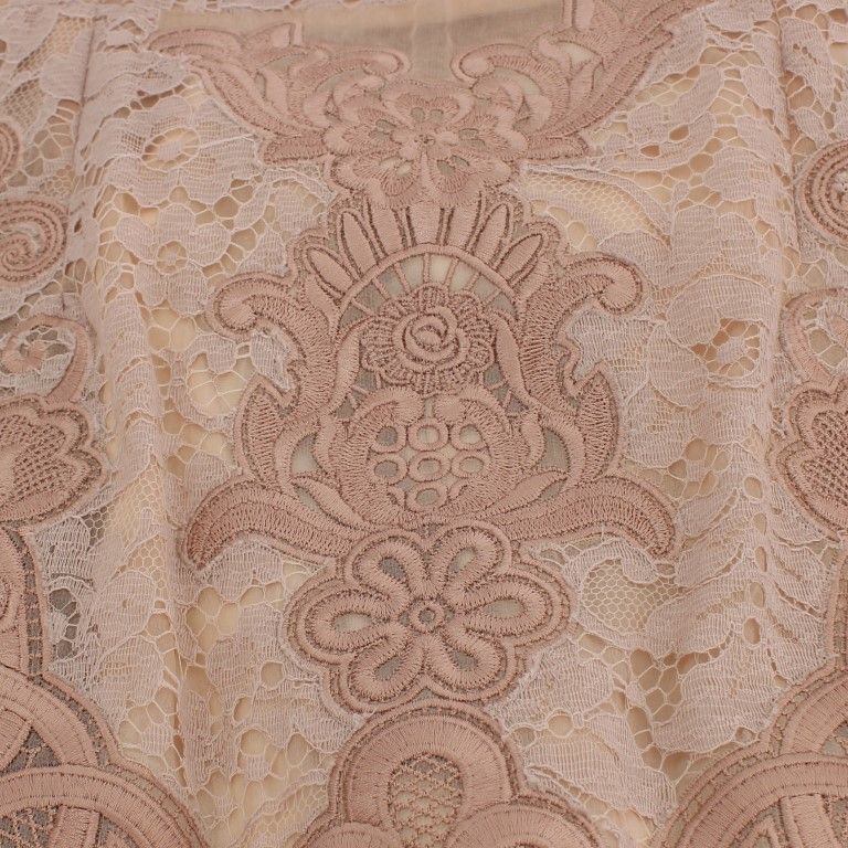 Dolce & Gabbana Pink Silk Lace Ricamo Shift Gown Dress