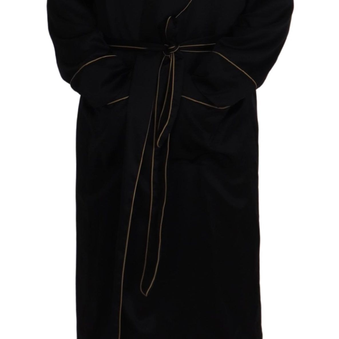 Dolce & Gabbana Black 100% Silk Robe Coat Wrap Jacket