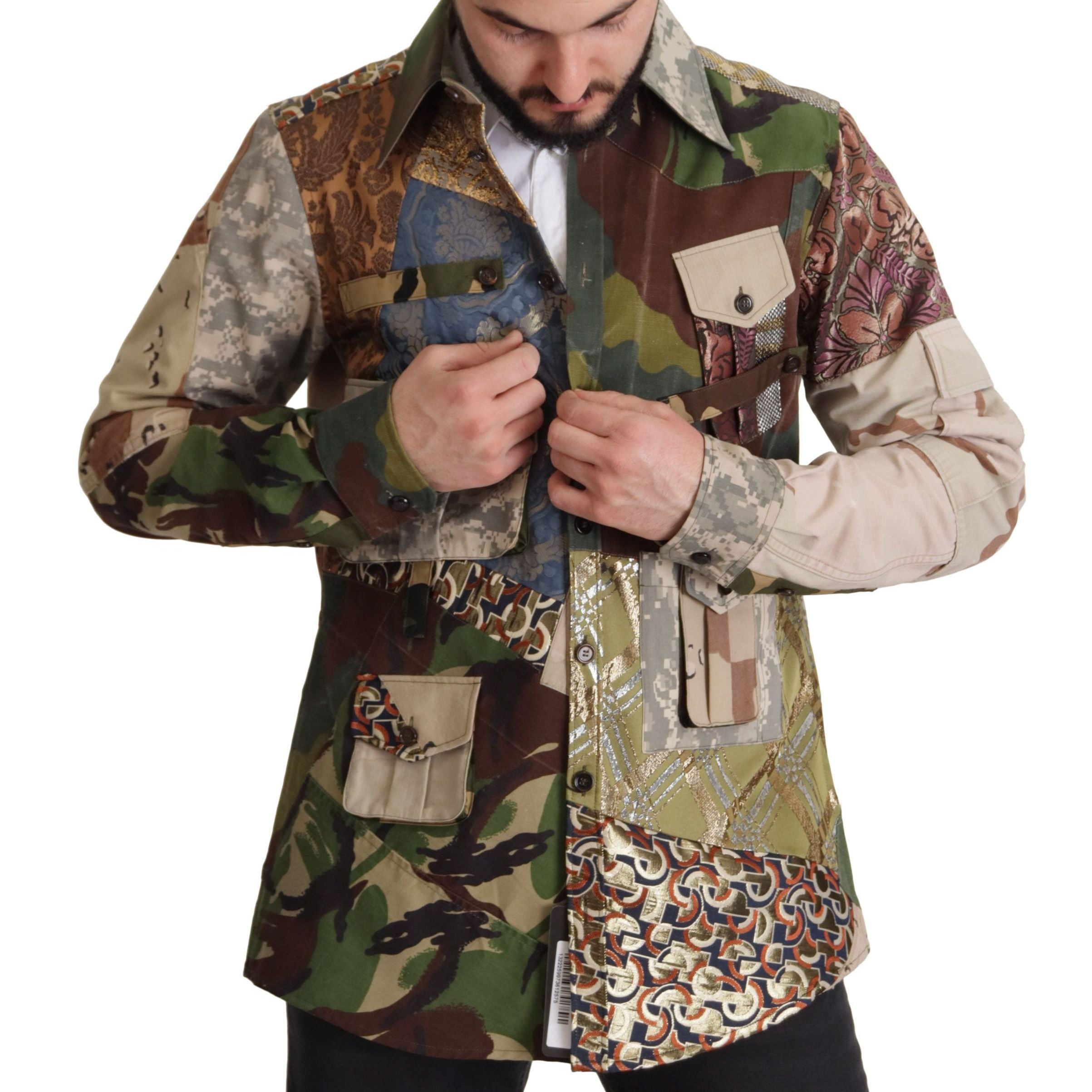 Dolce & Gabbana Multicolor Button Down Patchwork Shirt