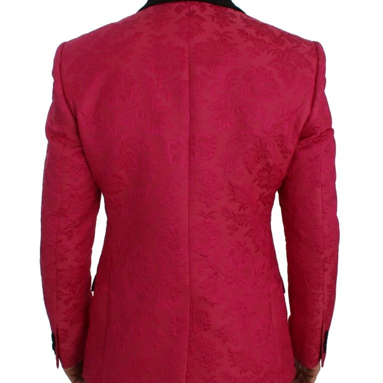 Dolce & Gabbana Pink Floral Brocade Slim Blazer Jacket
