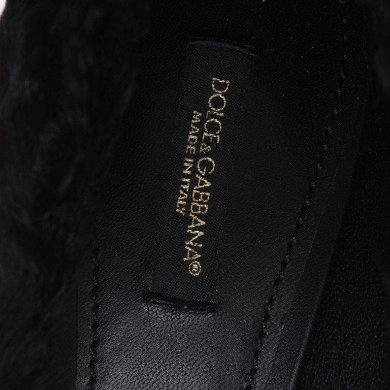 Dolce & Gabbana Black Xiangao Lamb Fur Leather Pumps