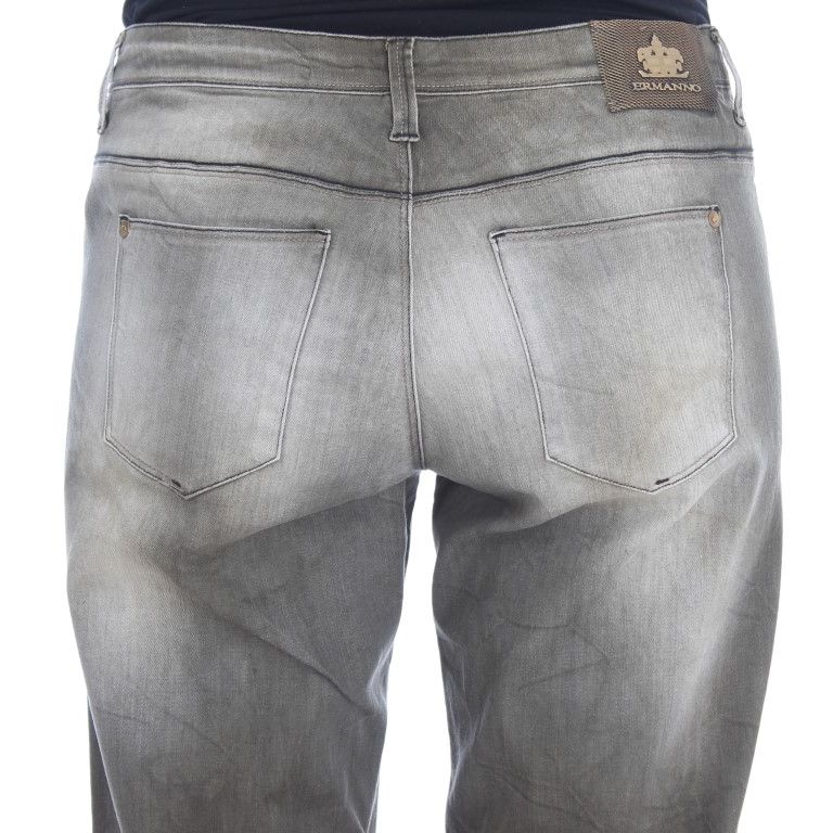 Ermanno Scervino Gray Cotton Blend Loose Fit Boyfriend Jeans