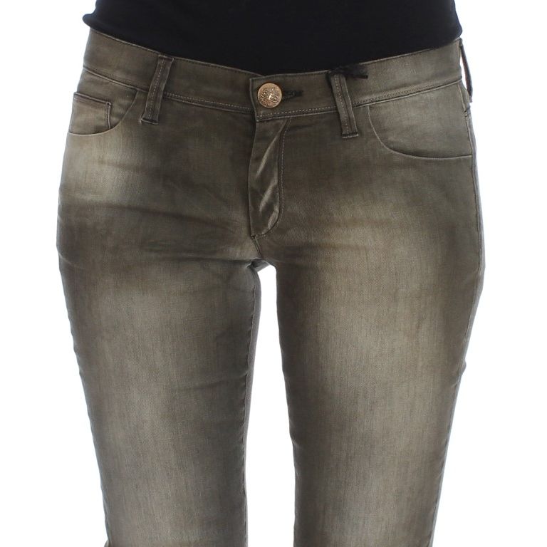 Ermanno Scervino Gray Wash Cotton Blend Slim Fit Jeans