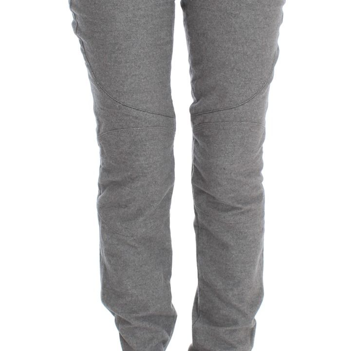 Ermanno Scervino Gray Cotton Slim Fit Casual Bootcut Pants