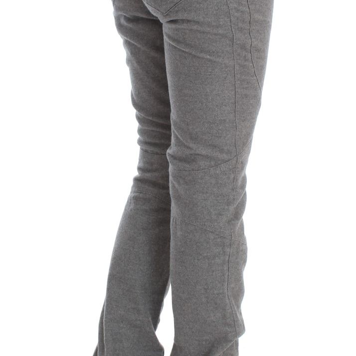 Ermanno Scervino Gray Cotton Slim Fit Casual Bootcut Pants