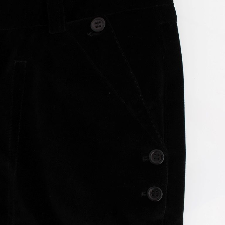 Ermanno Scervino Black Velvet Cotton Straight Legs Pants