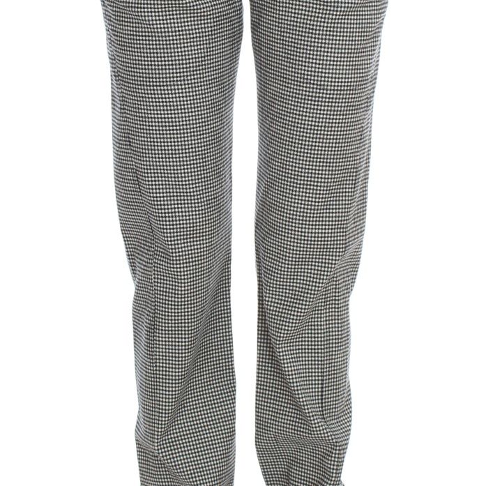 Ermanno Scervino Black White Checkered Cotton Casual Pants