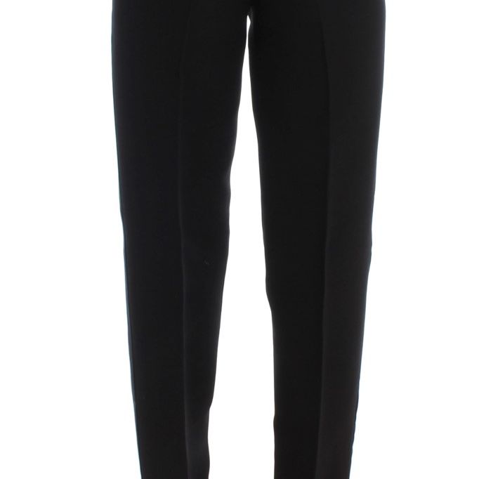 Ermanno Scervino Black Striped Cotton Blend Wide Legs Pants