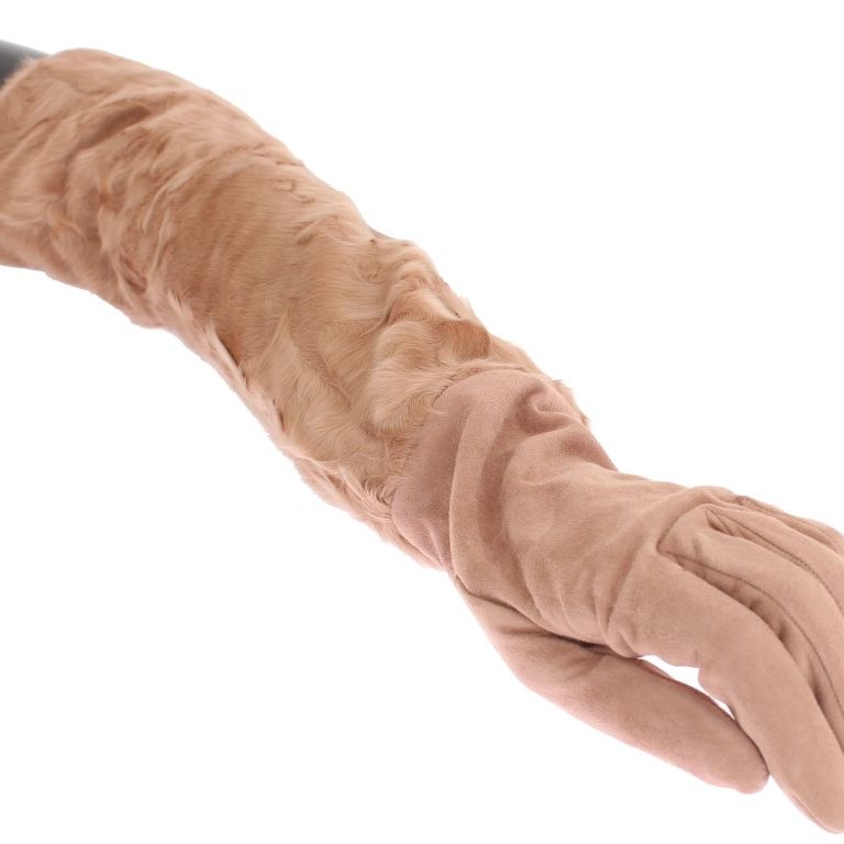 Dolce & Gabbana Beige Suede Xiangao Fur Elbow Gloves