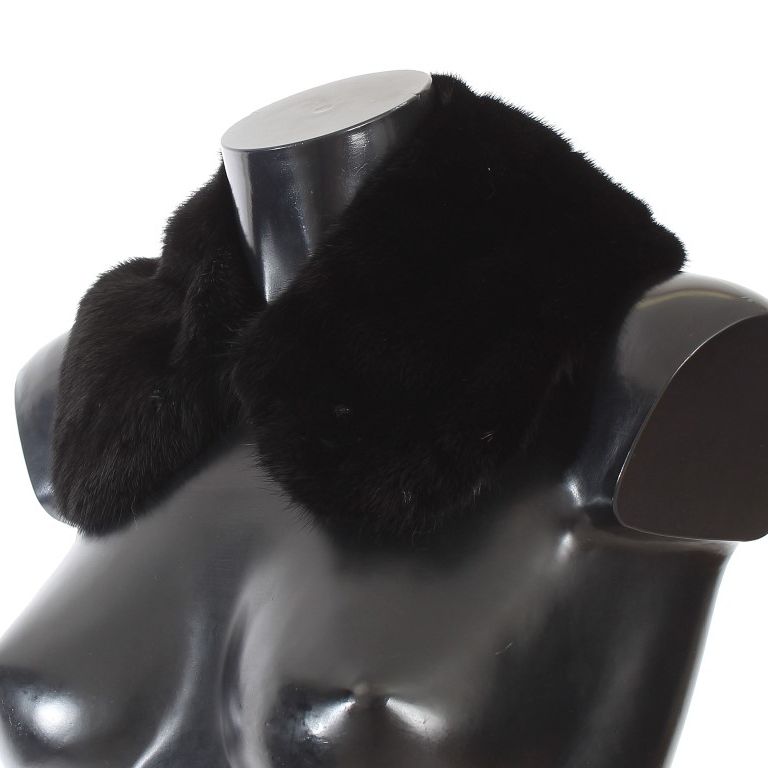 Dolce & Gabbana Black Mink Fur Shoulder Collar Scarf