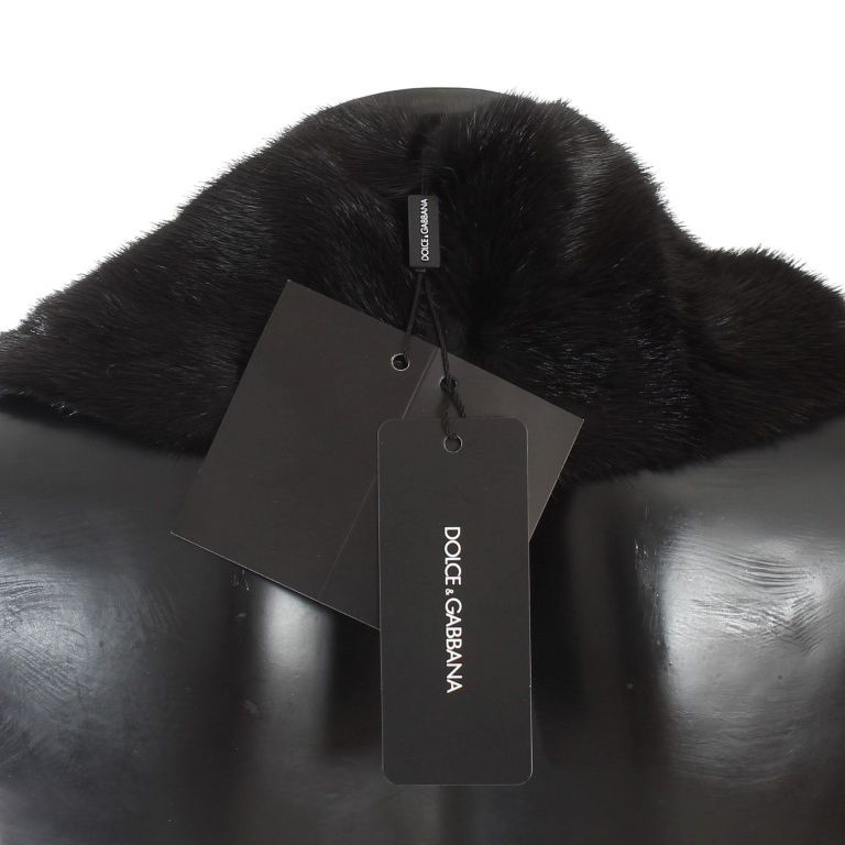 Dolce & Gabbana Black Mink Fur Shoulder Collar Scarf
