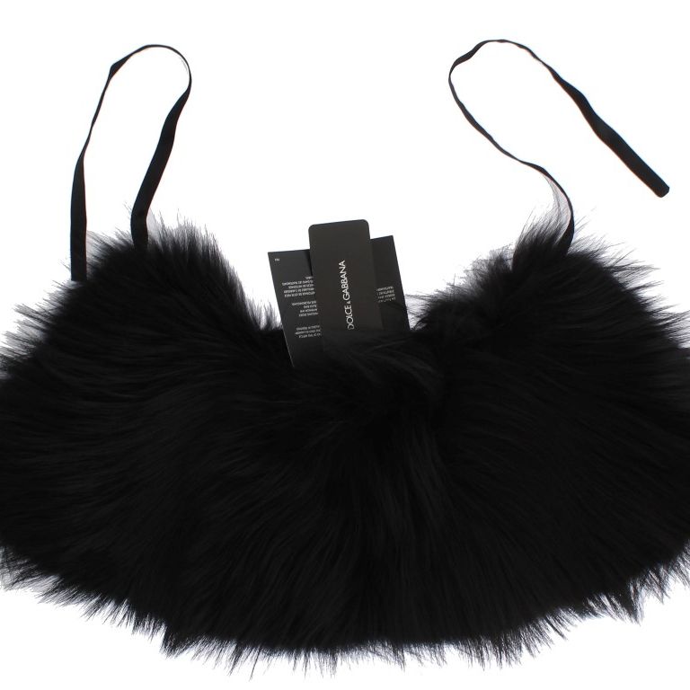 Dolce & Gabbana Black Fox Fur Collar Scarf