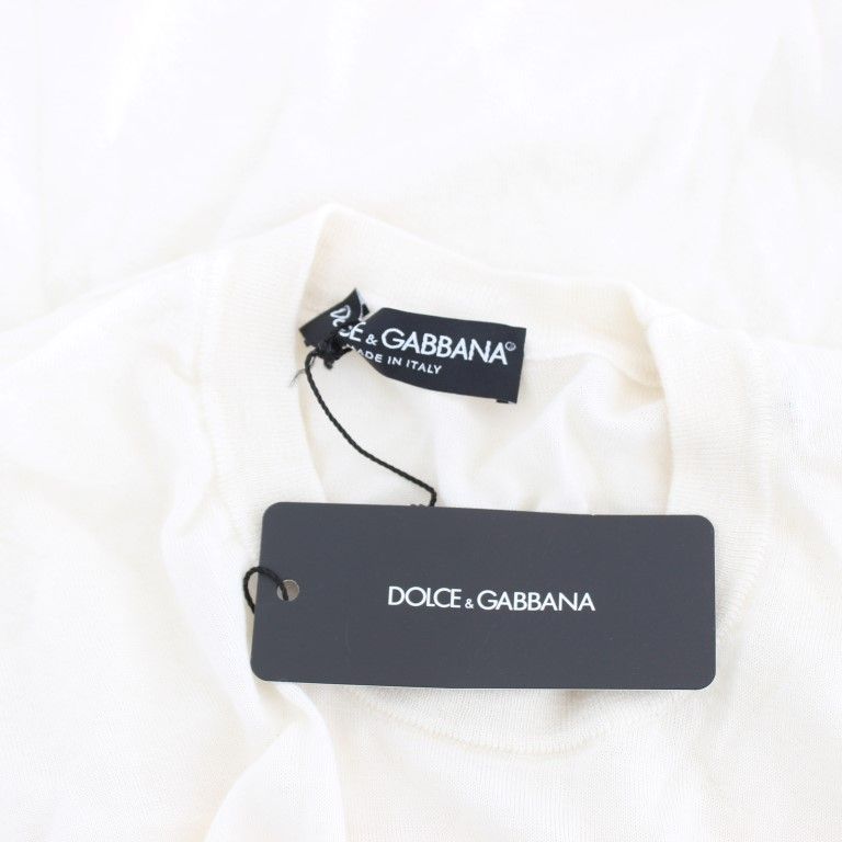 Dolce & Gabbana White 100% Cashmere Sweater