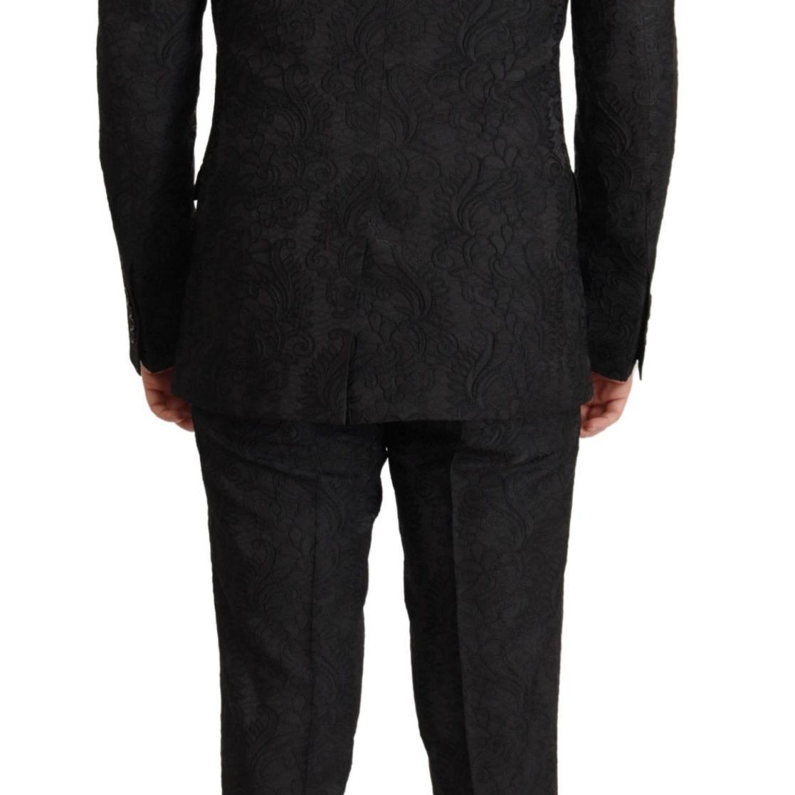 Dolce & Gabbana Black Brocade Formal 2 Piece MARTINI Suit