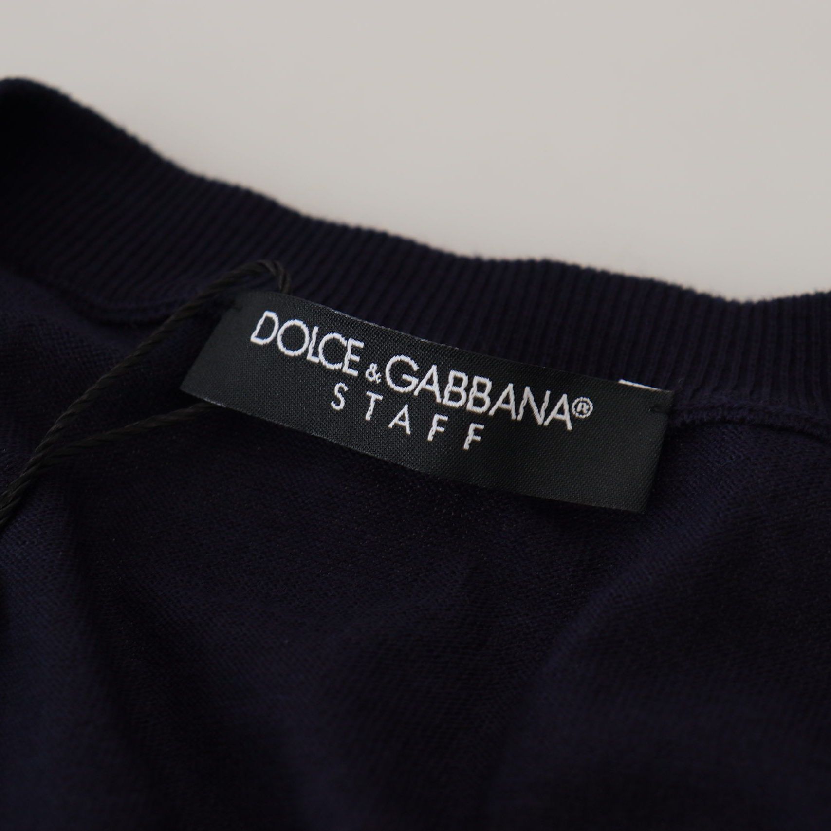 Dolce & Gabbana Blue Wool STAFF Down Cardigan Sweater