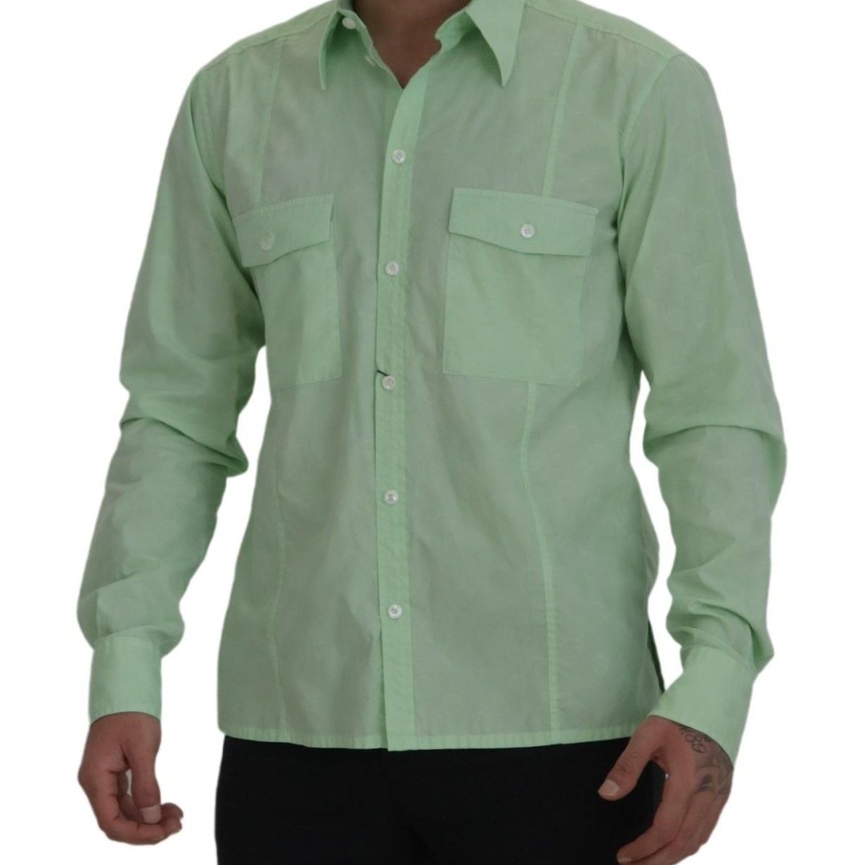 Dolce & Gabbana Mint Green Long Sleeves Button Down Shirt