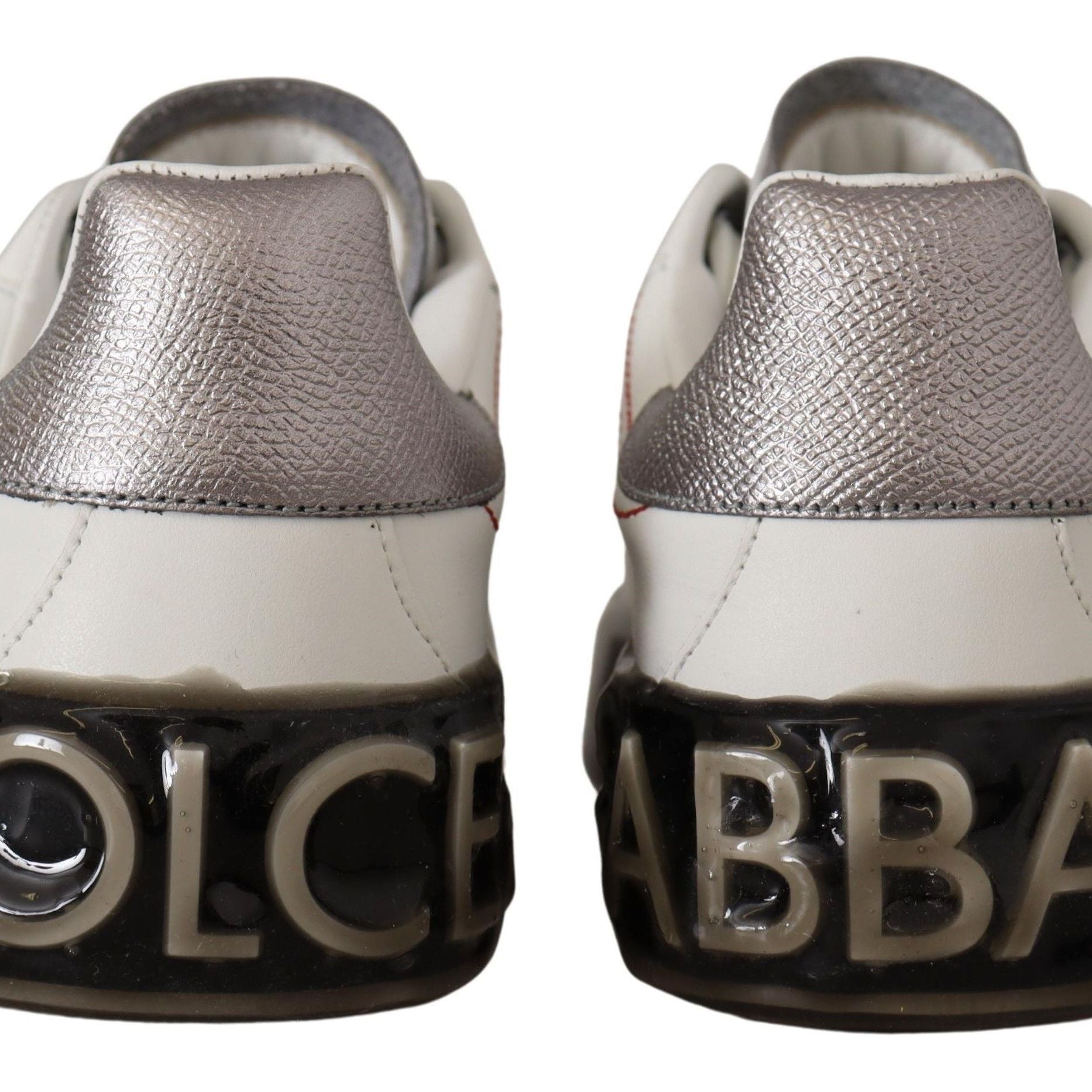 Dolce & Gabbana White Leather Shoes Womens Logo Portofino Sneakers