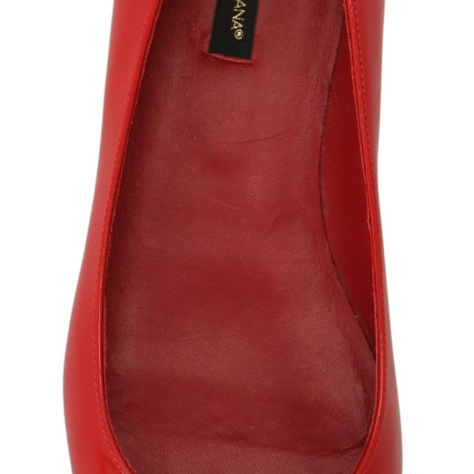 Dolce & Gabbana Red Leather Crystals Loafers Flats Shoes