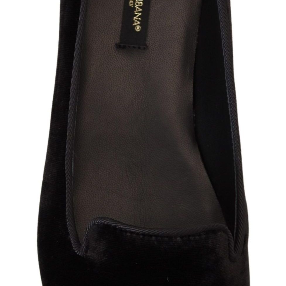 Dolce & Gabbana Black Velvet Slip Ons Loafers Flats Shoes