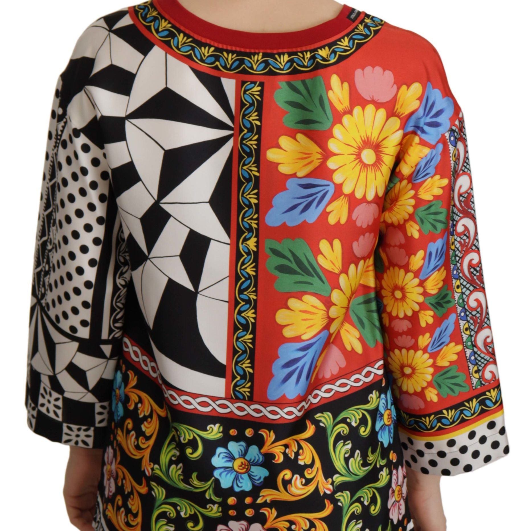 Dolce & Gabbana Multicolor Printed Baroque Loose Long Sleeve