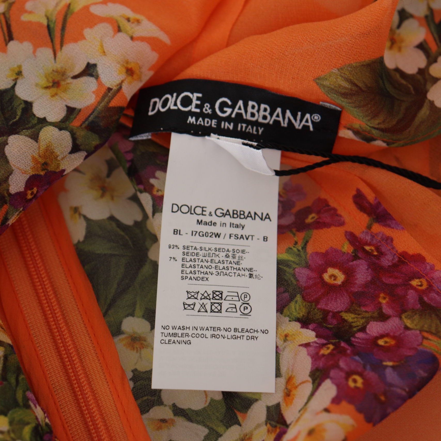 Dolce & Gabbana Orange Floral Print Long Sleeve Blouse